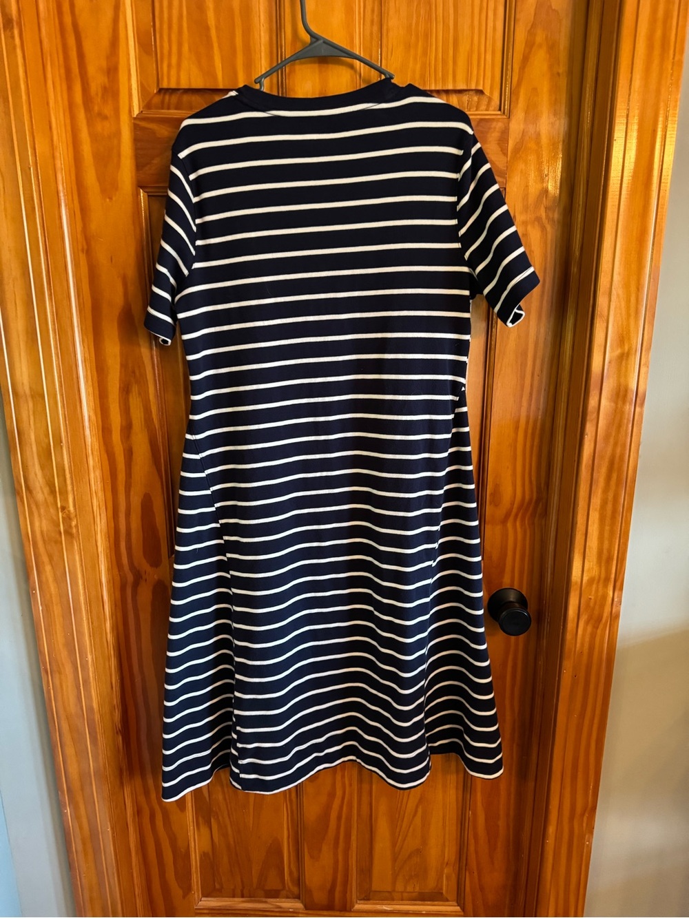 Time and Tru Navy and White Striped Midi Tee Dress - Picture 2 of 6